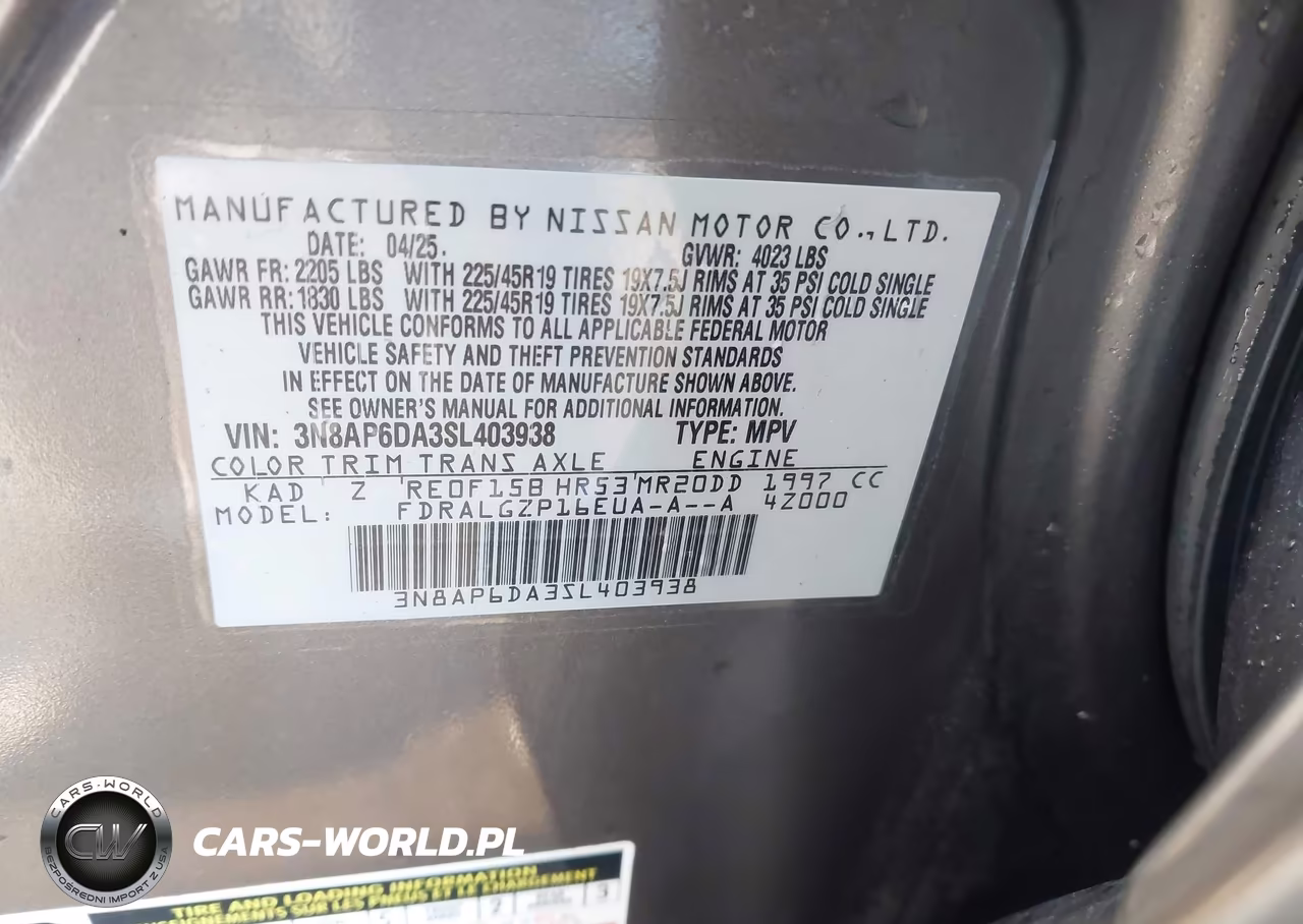 2025 Nissan Kicks Sr Fwd VIN:3N8AP6DA3SL403938 - 9
