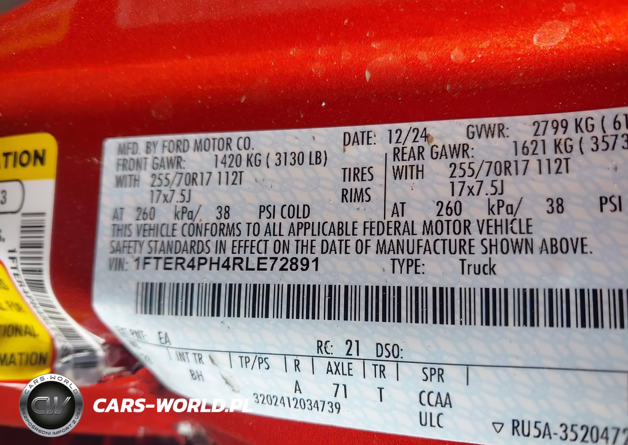 2024 Ford Ranger Xl VIN:1FTER4PH4RLE72891 - 9