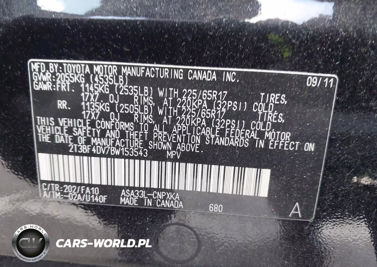 2011 Toyota Rav4 VIN:2T3BF4DV7BW153543 - 9