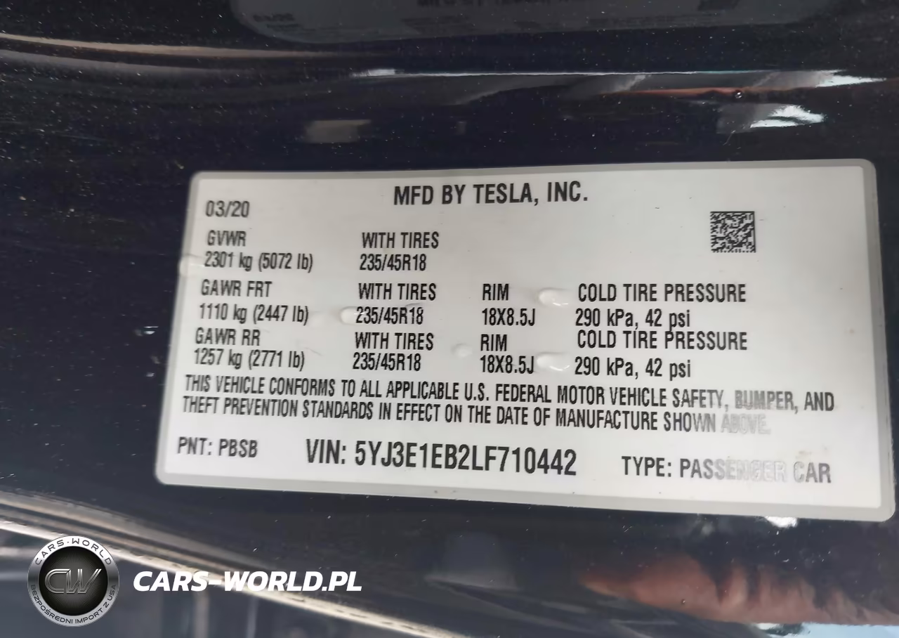 2020 Tesla Model 3 Long Range Dual Motor All-Wheel Drive VIN:5YJ3E1EB2LF710442 - 9