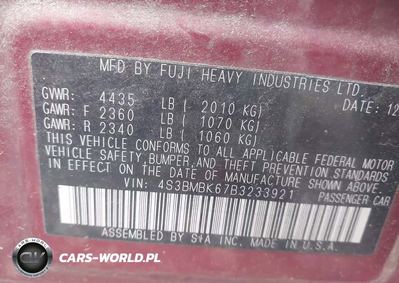 2011 Subaru Legacy 2.5I Limited VIN:4S3BMBK67B3233921 - 9