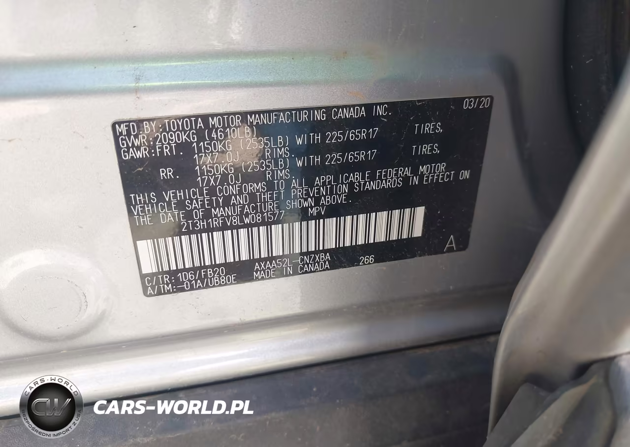 2020 Toyota Rav4 Le VIN:2T3H1RFV8LW081577 - 9