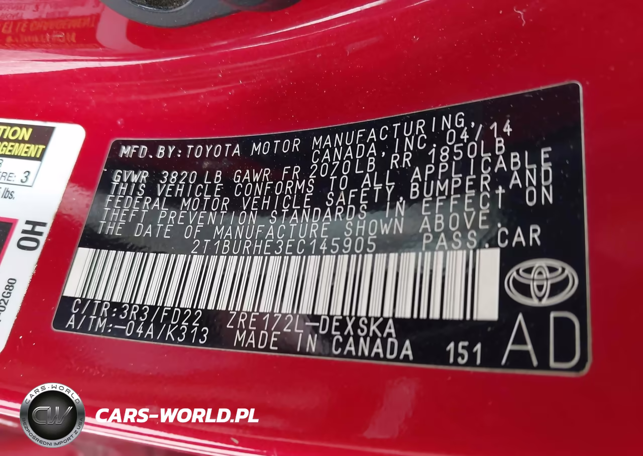 2014 Toyota Corolla S Plus VIN:2T1BURHE3EC145905 - 9