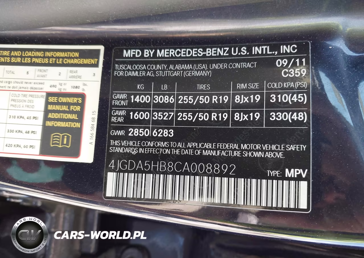 2012 Mercedes-Benz Ml 350 4Matic VIN:4JGDA5HB8CA008892 - 9