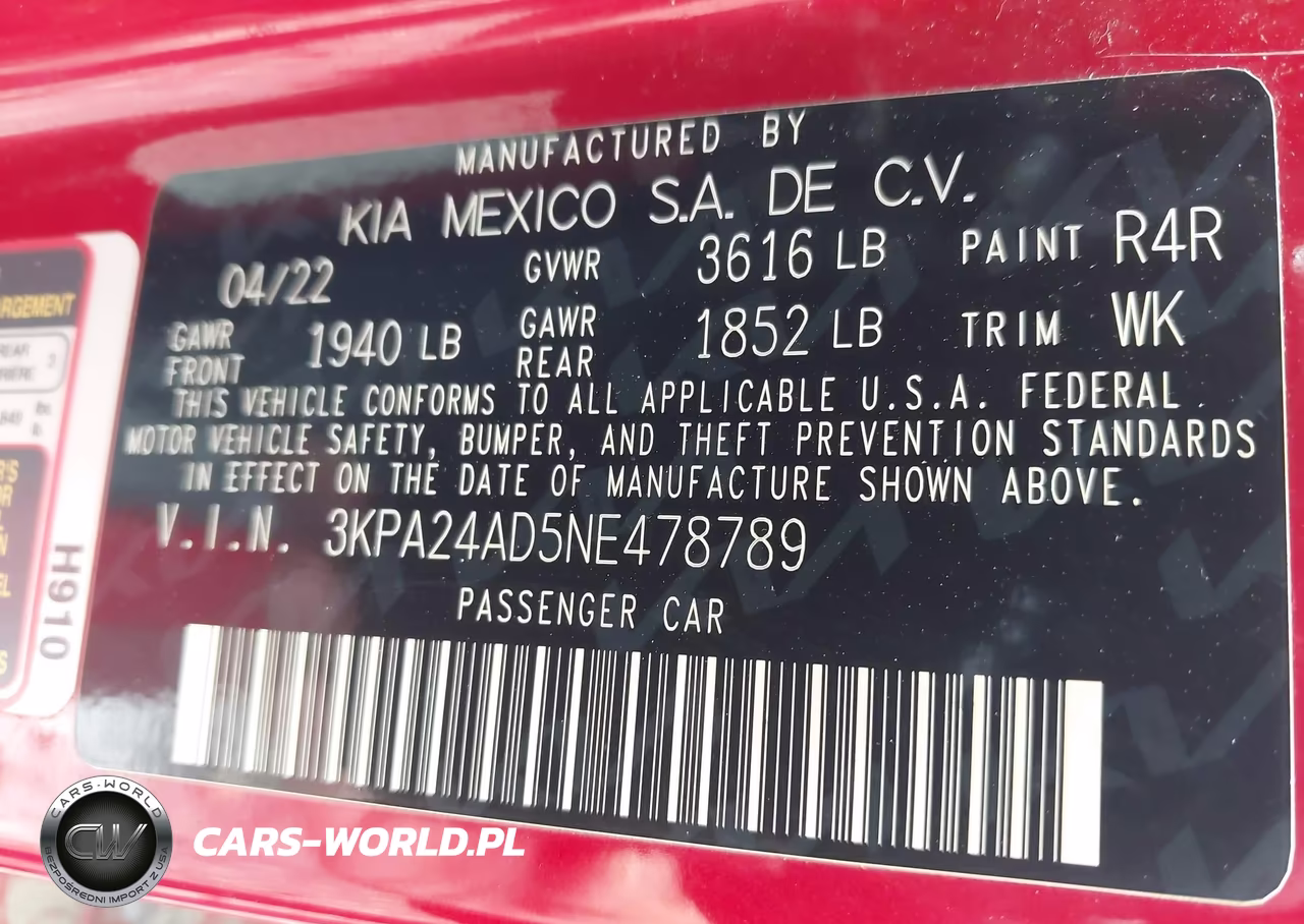 2022 Kia Rio S VIN:3KPA24AD5NE478789 - 9