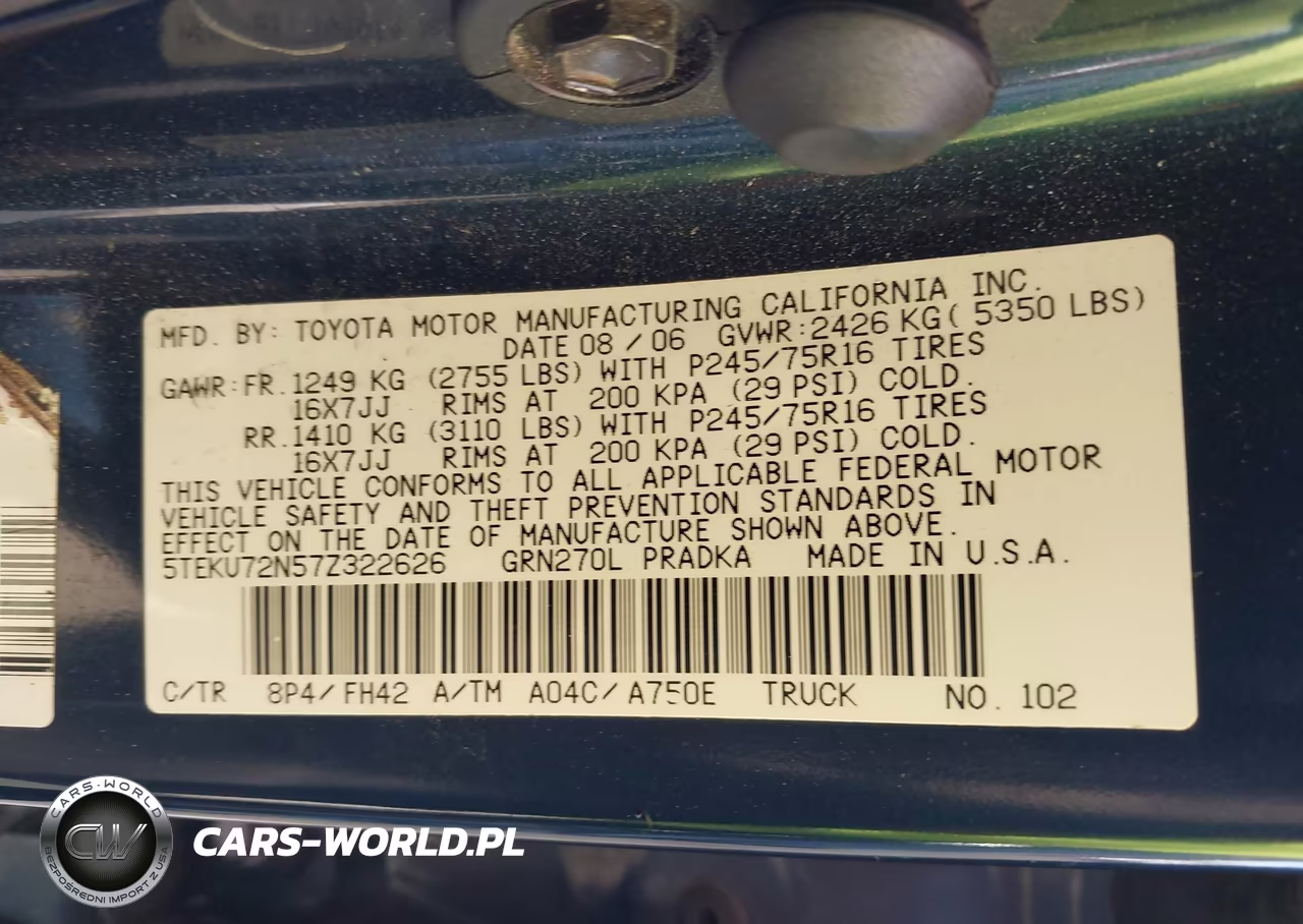 2007 Toyota Tacoma Prerunner V6 VIN:5TEKU72N57Z322626 - 9
