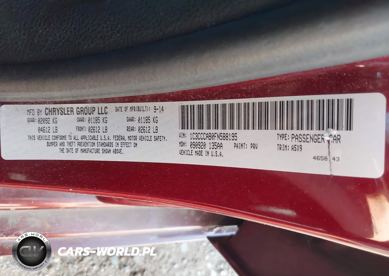 2015 Chrysler 200 Limited VIN:1C3CCCAB0FN588195 - 9