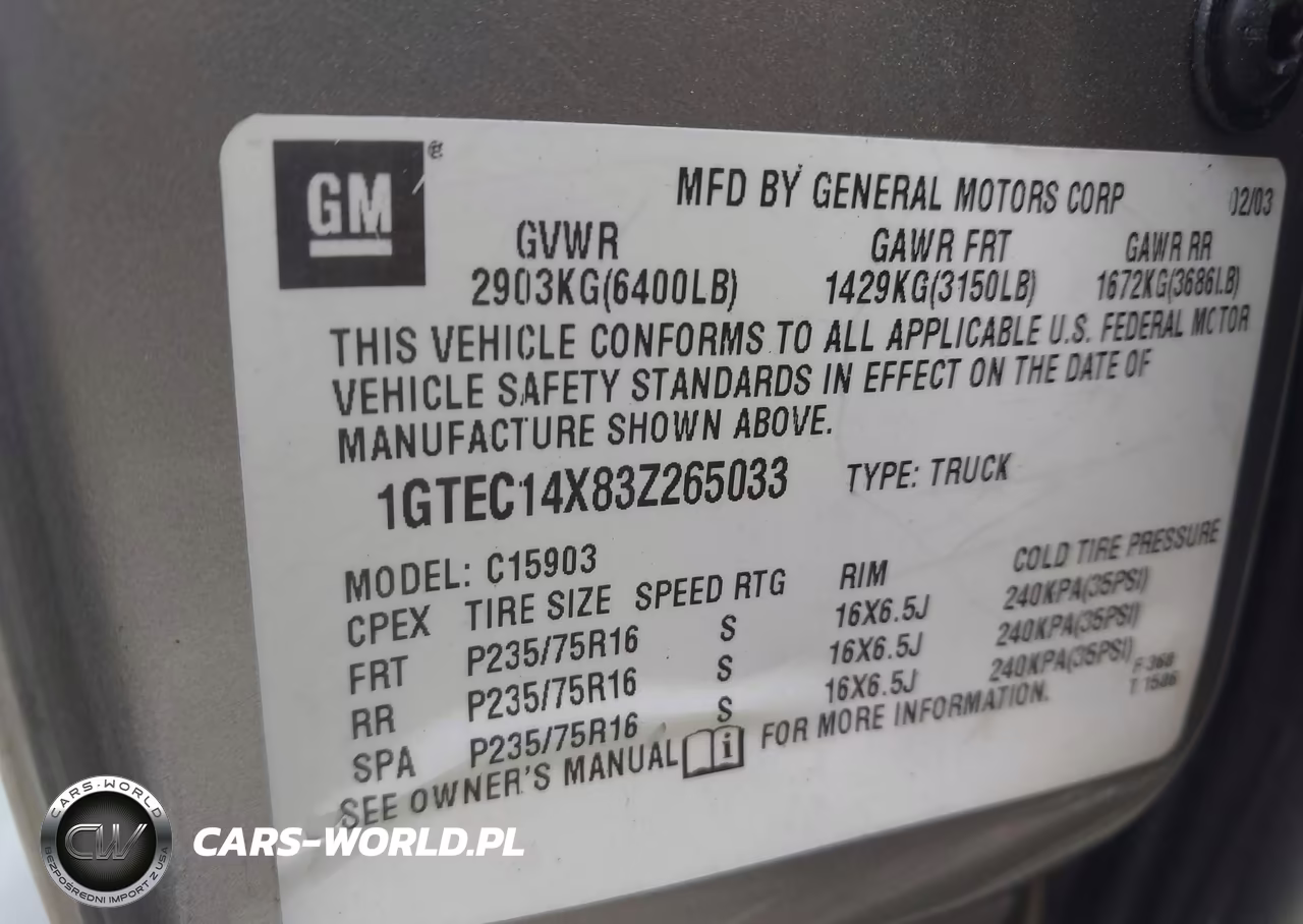 2003 GMC Sierra 1500 Work Truck VIN:1GTEC14X83Z265033 - 9