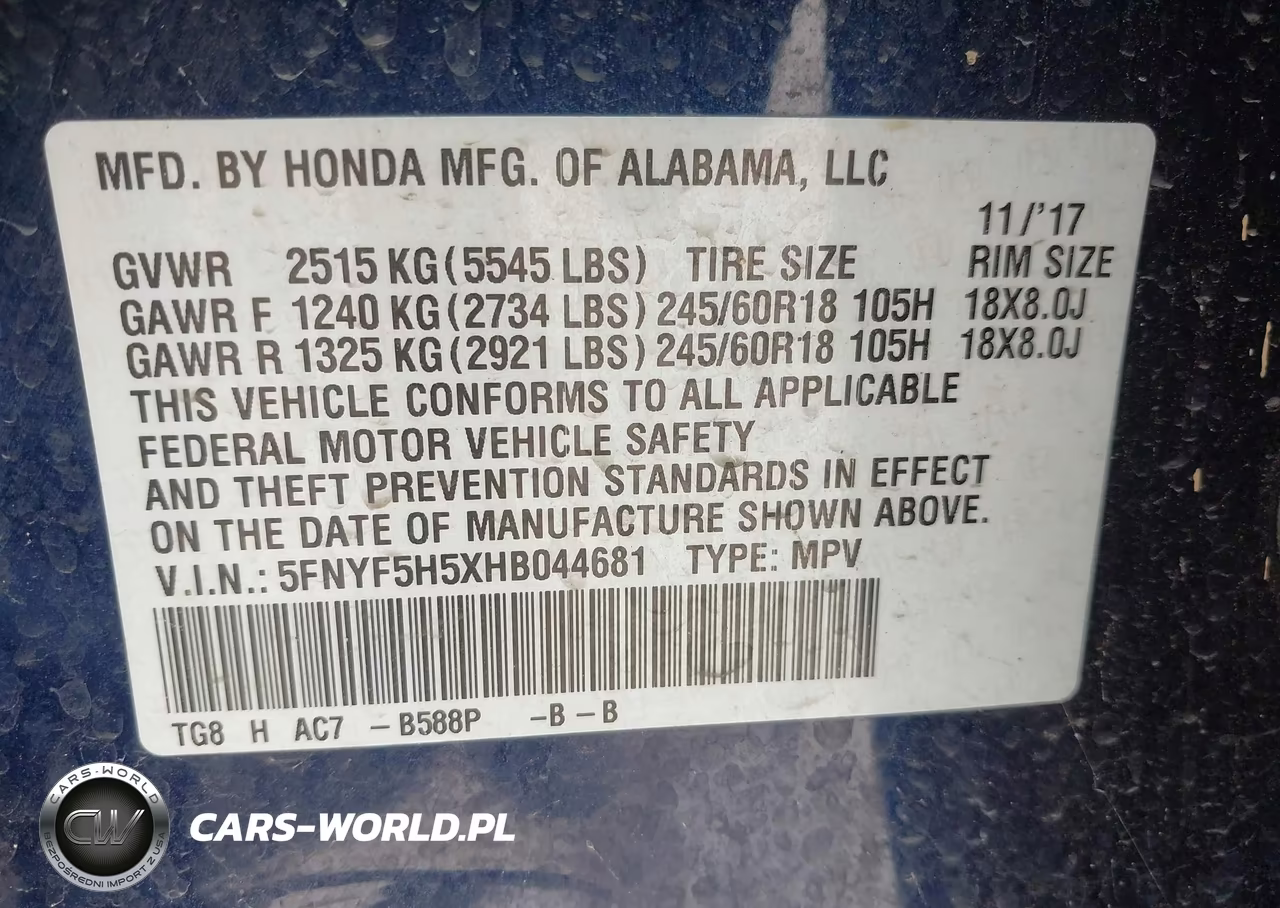 2017 Honda Pilot Ex-L VIN:5FNYF5H5XHB044681 - 9