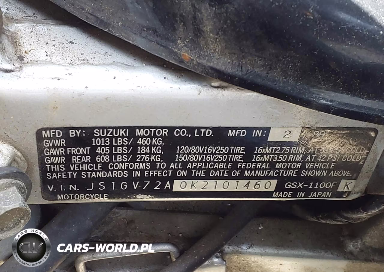 1989 Suzuki Gsx1100 F VIN:JS1GV72A0K2101460 - 10