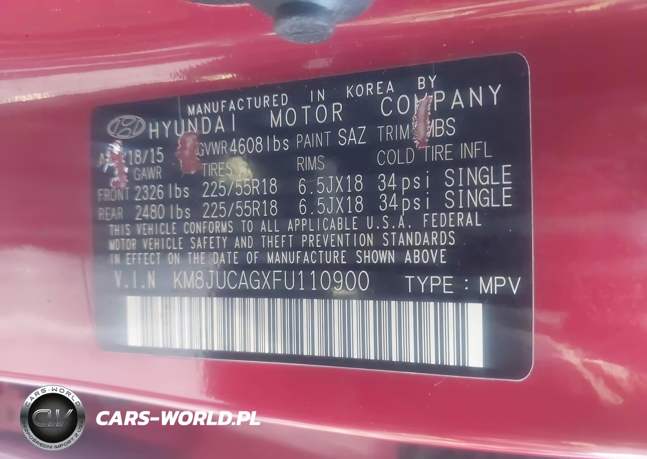 2015 Hyundai Tucson Limited VIN:KM8JUCAGXFU110900 - 9
