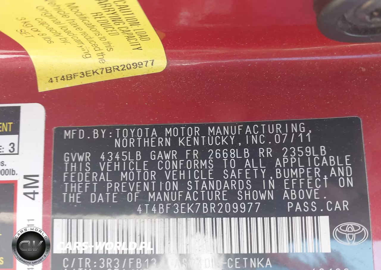 2011 Toyota Camry Le VIN:4T4BF3EK7BR209977 - 9