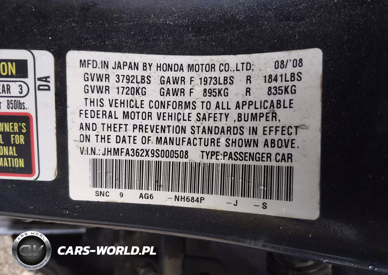 2009 Honda Civic Hybrid VIN:JHMFA362X9S000508 - 9