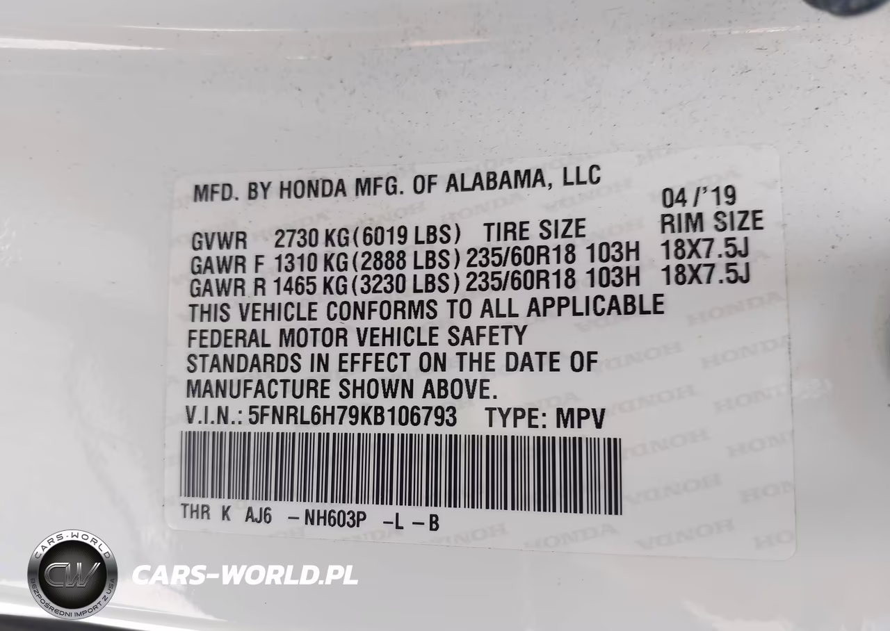 2019 Honda Odyssey Ex-L VIN:5FNRL6H79KB106793 - 9