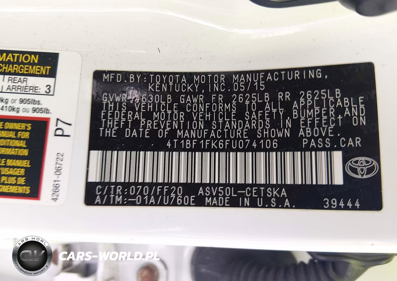 2015 Toyota Camry Se VIN:4T1BF1FK6FU074106 - 9