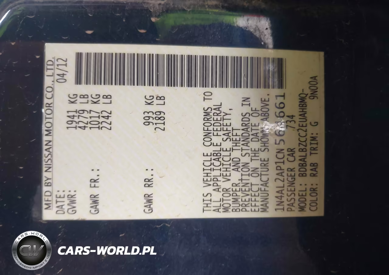 2012 Nissan Altima 2.5 S VIN:1N4AL2AP1CN564661 - 9