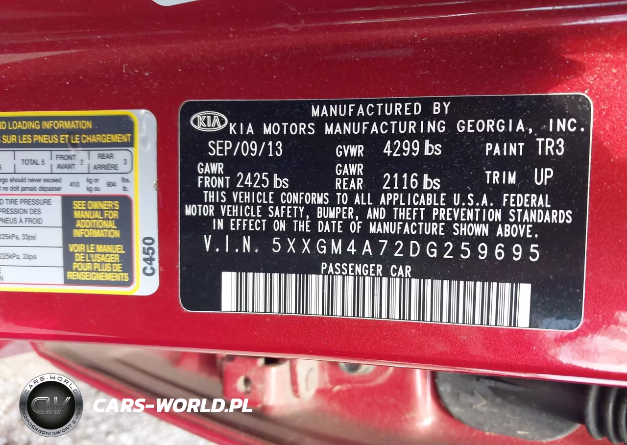 2013 Kia Optima Lx VIN:5XXGM4A72DG259695 - 9