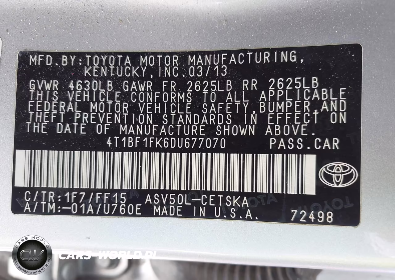 2013 Toyota Camry Se VIN:4T1BF1FK6DU677070 - 9