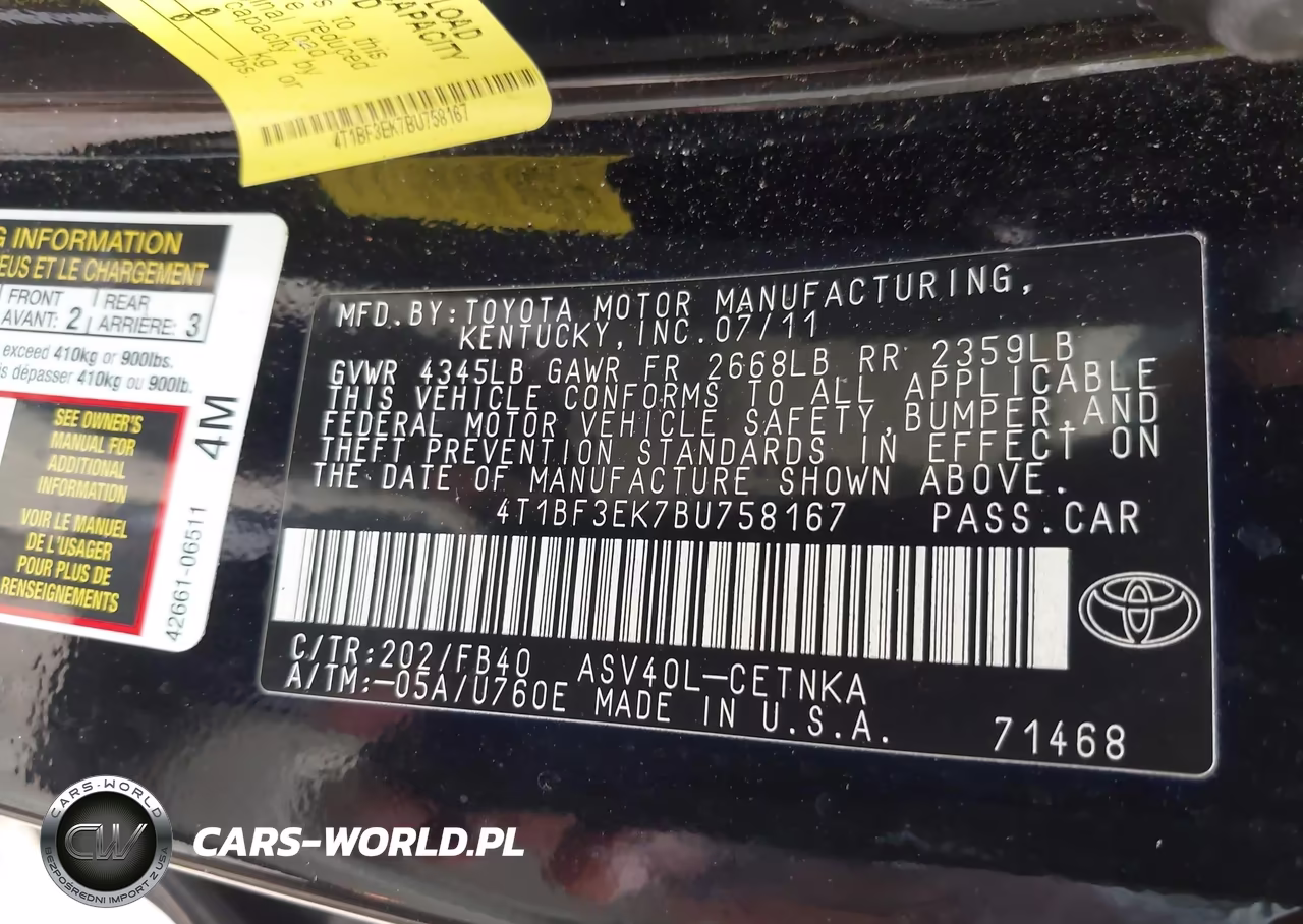 2011 Toyota Camry Le VIN:4T1BF3EK7BU758167 - 9