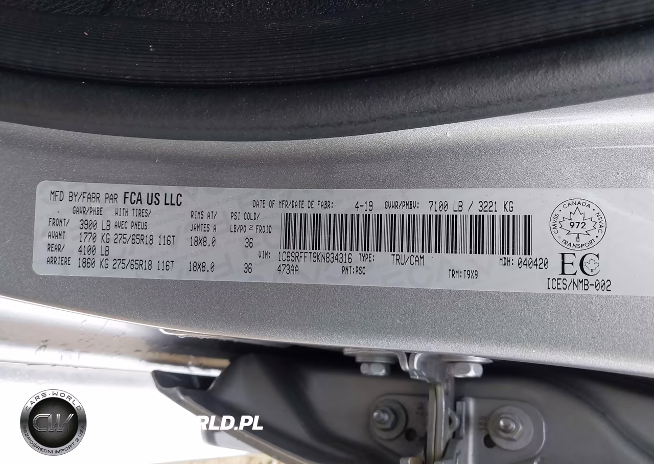 2019 Ram 1500 Big Horn VIN:1C6SRFFT9KN834316 - 9
