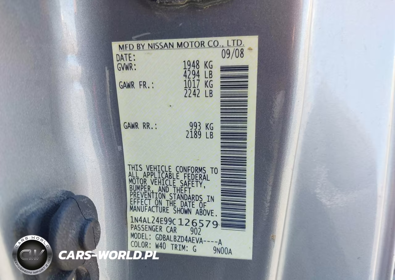 2009 Nissan Altima 2.5 S VIN:1N4AL24E99C126579 - 9