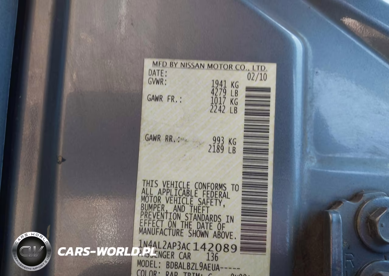 2010 Nissan Altima 2.5 S VIN:1N4AL2AP3AC142089 - 9