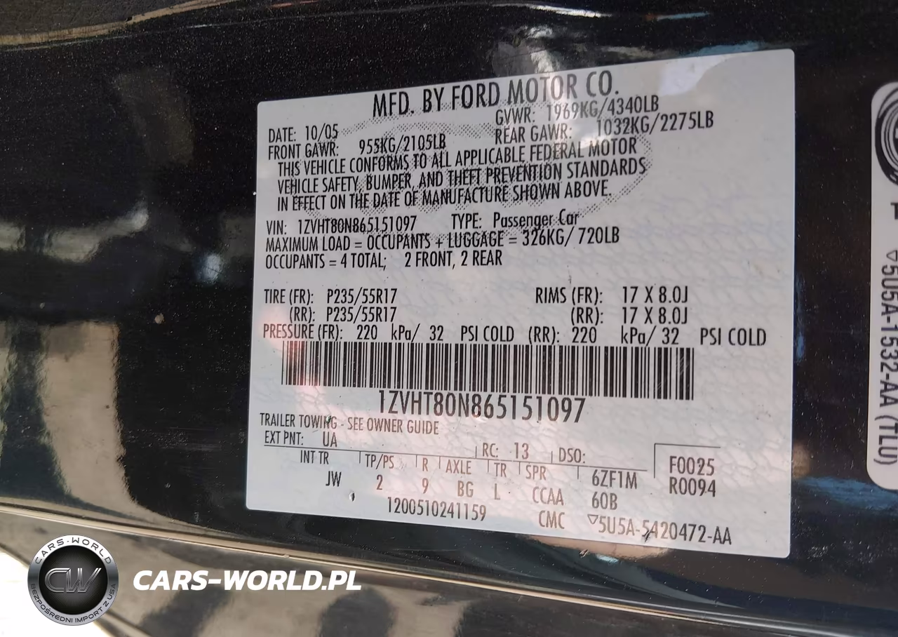2006 Ford Mustang V6 VIN:1ZVHT80N865151097 - 9