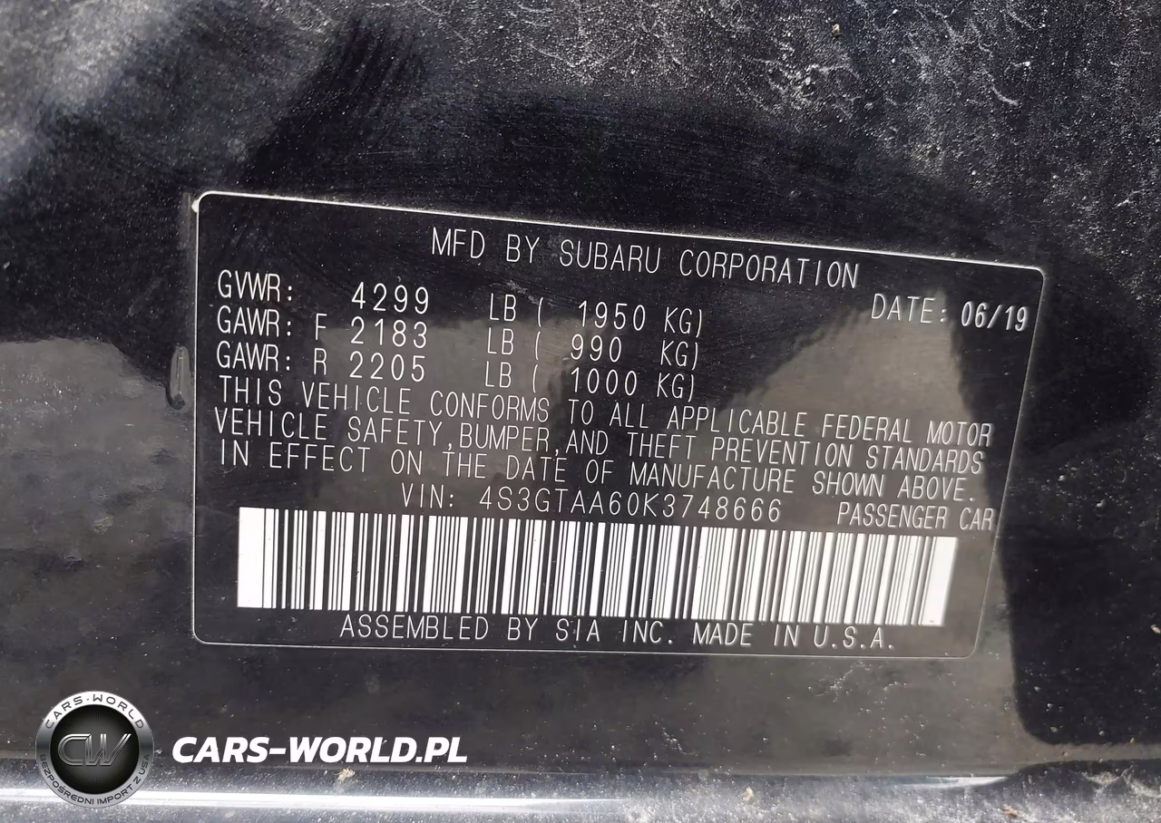 2019 Subaru Impreza 2.0I VIN:4S3GTAA60K3748666 - 9