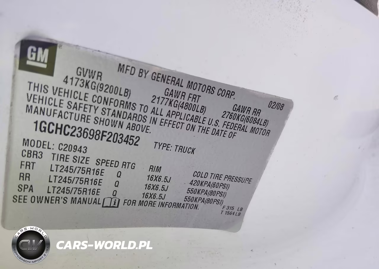 2008 Chevrolet Silverado 2500Hd VIN:1GCHC23698F203452 - 8