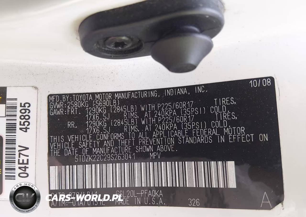 2009 Toyota Sienna Xle VIN:5TDZK22C29S263041 - 9