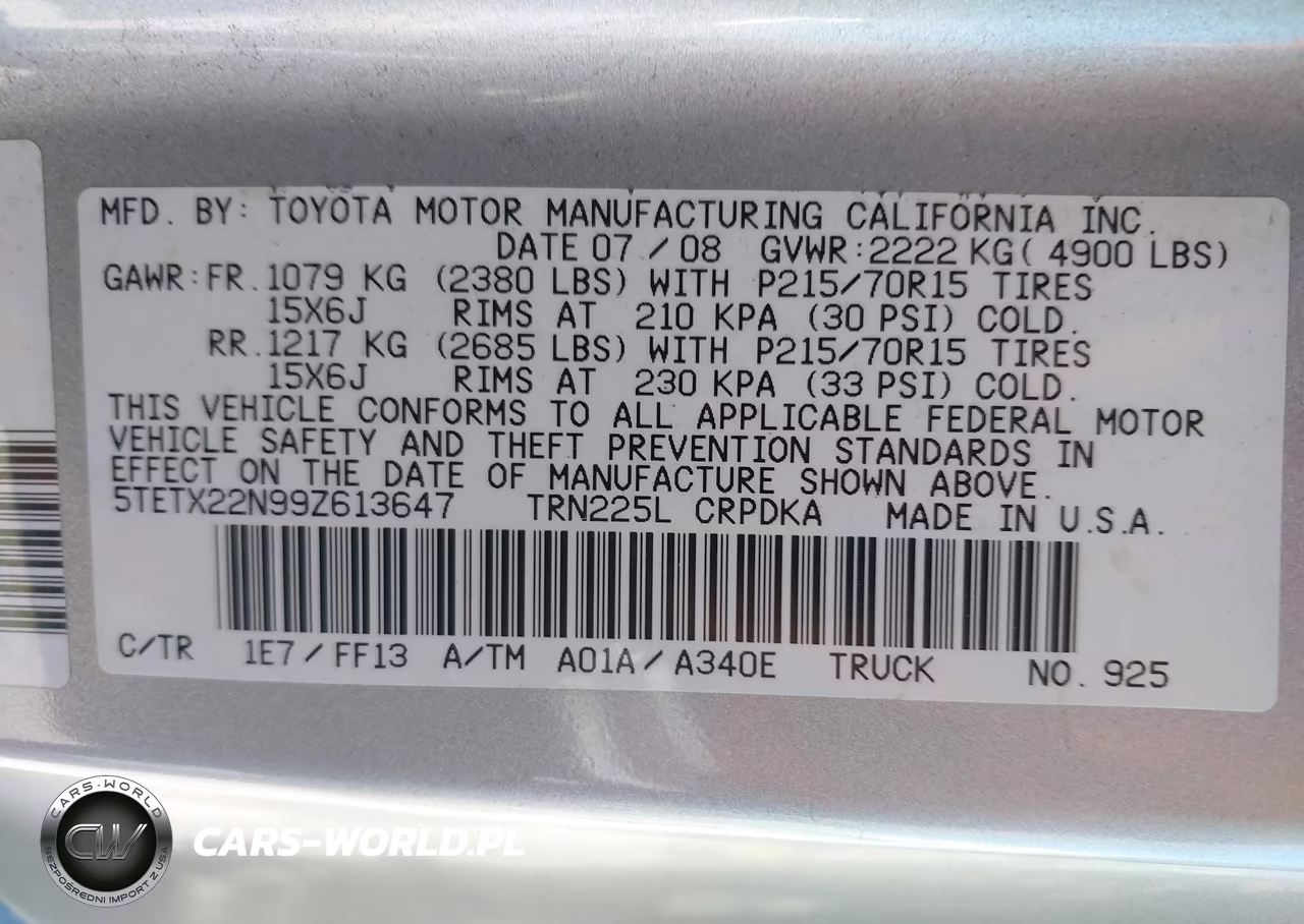 2009 Toyota Tacoma VIN:5TETX22N99Z613647 - 9