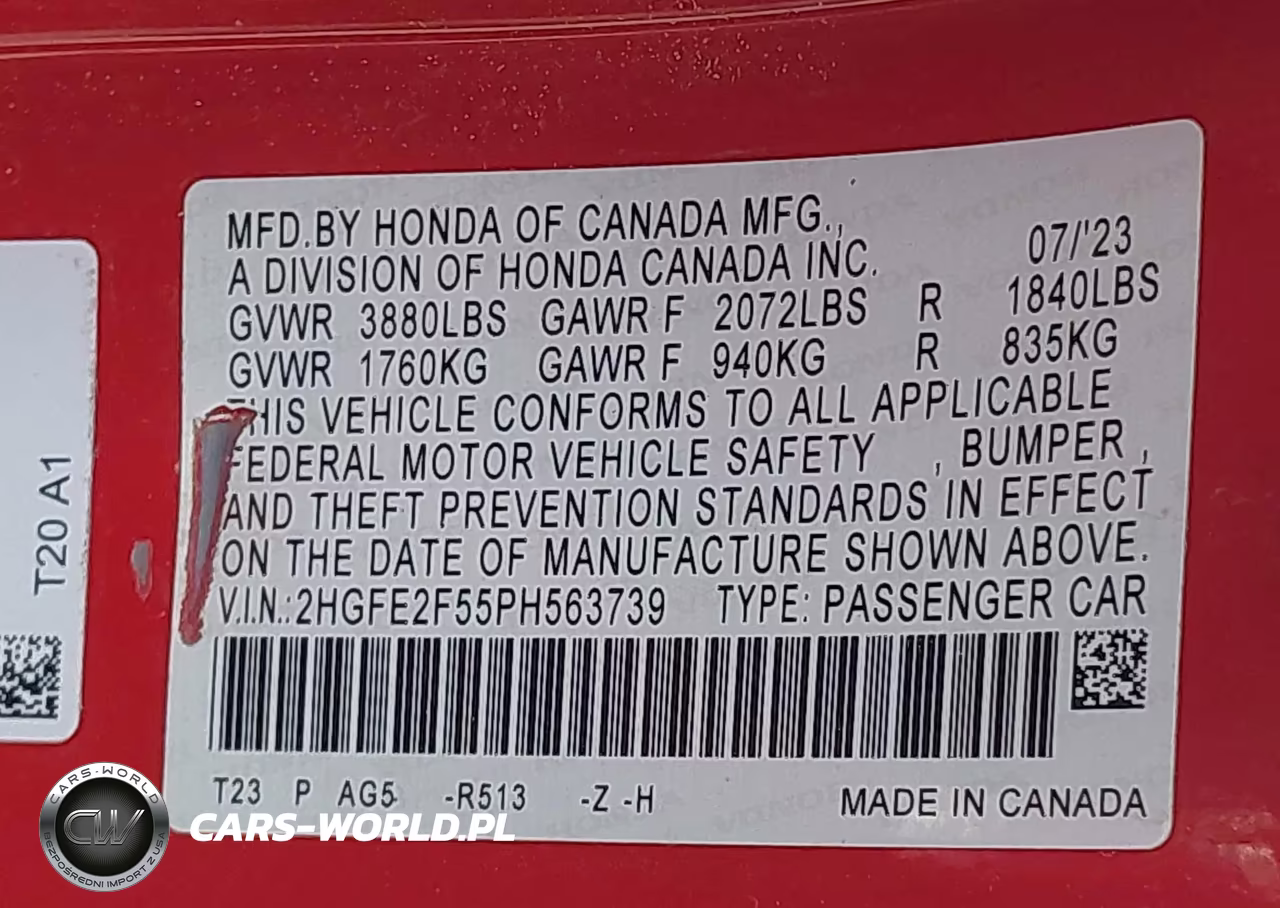 2023 Honda Civic Sport VIN:2HGFE2F55PH563739 - 9