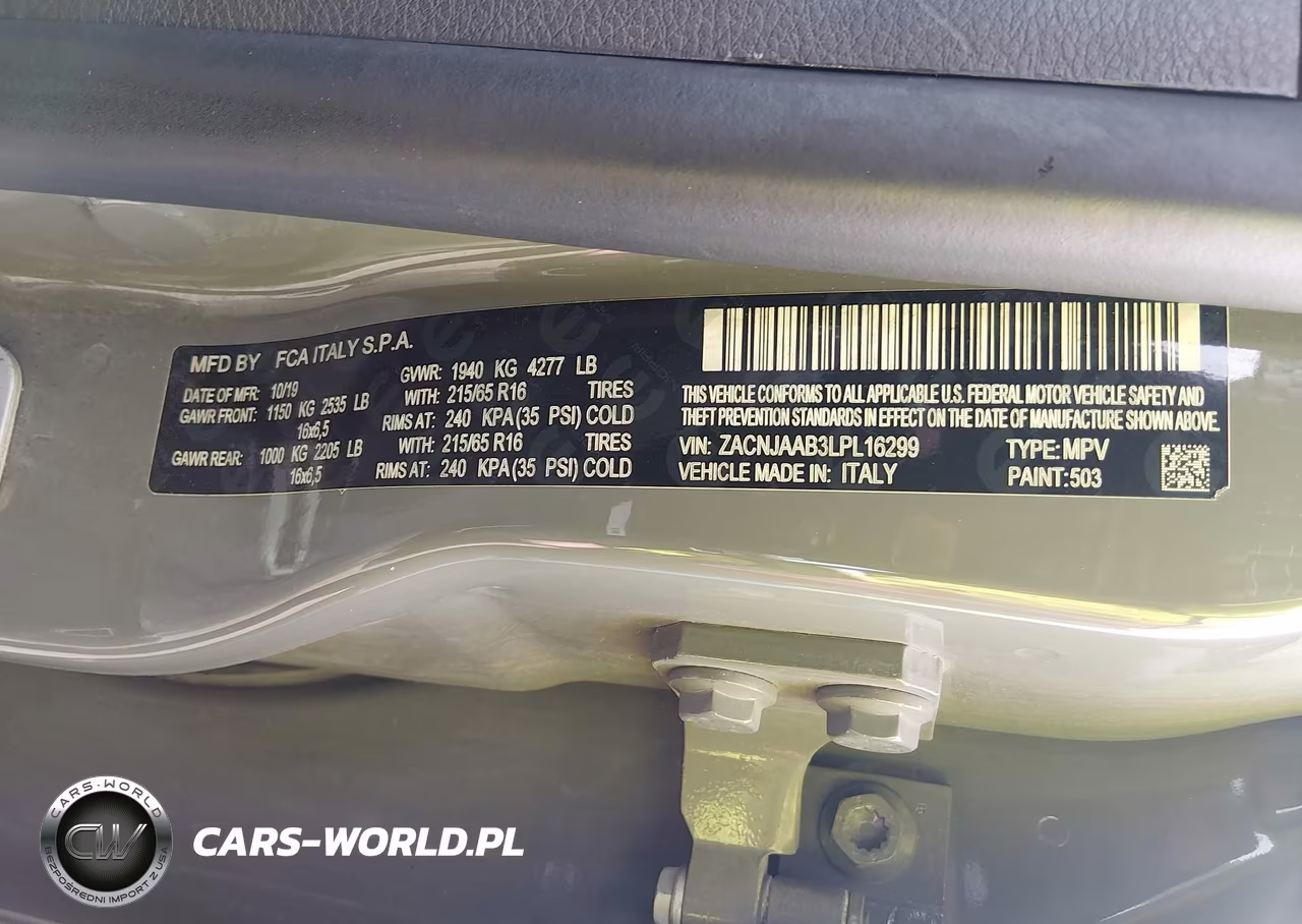 2020 Jeep Renegade Sport Fwd VIN:ZACNJAAB3LPL16299 - 9