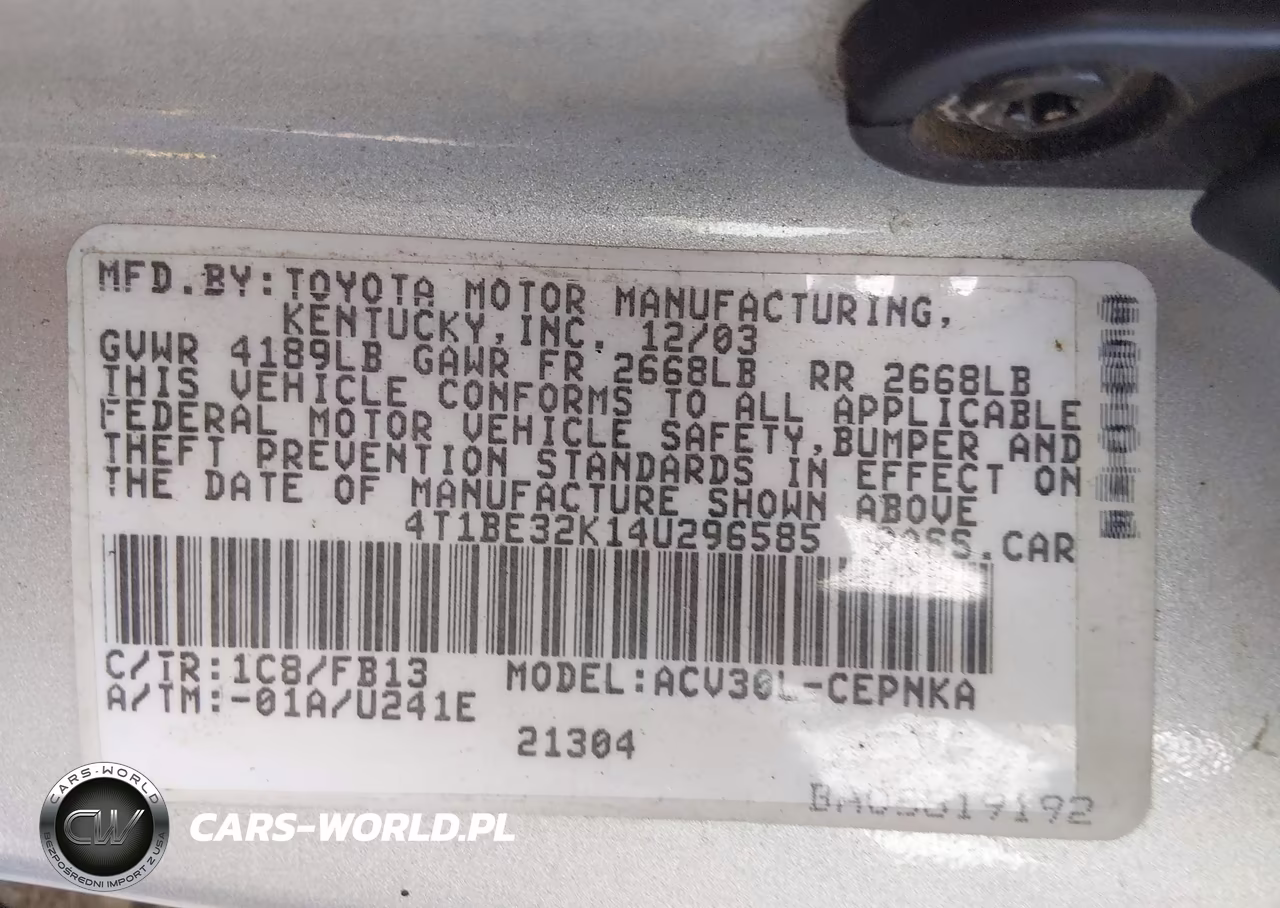 2004 Toyota Camry Le VIN:4T1BE32K14U296585 - 9