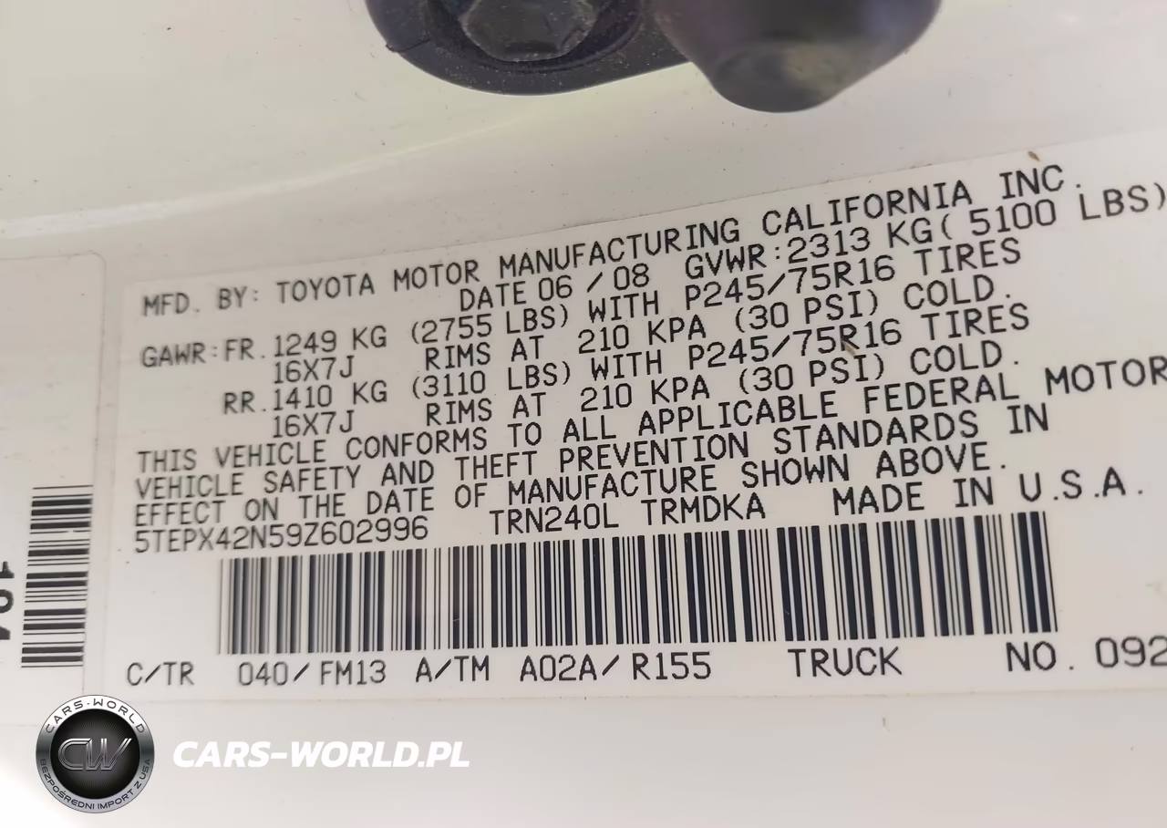 2009 Toyota Tacoma VIN:5TEPX42N59Z602996 - 9