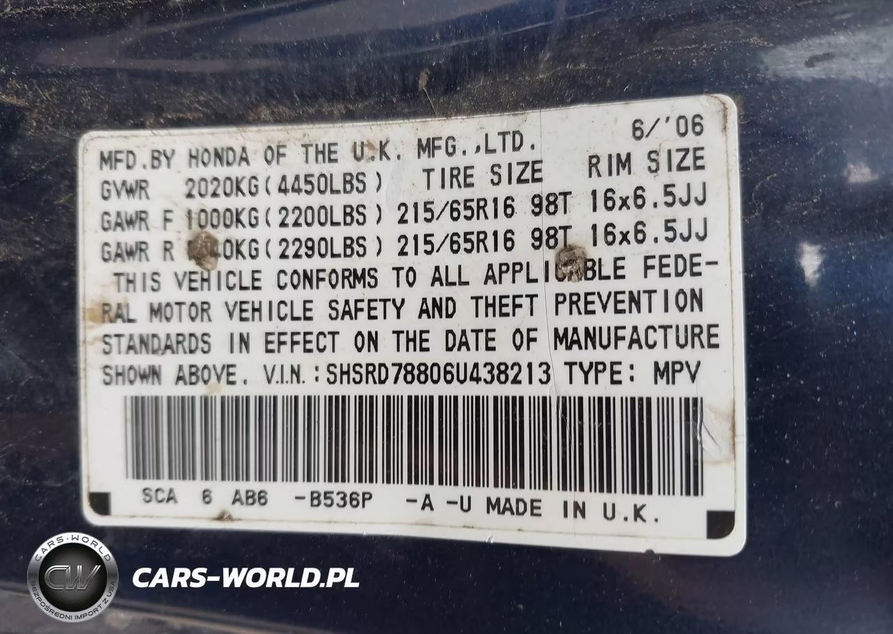 2006 Honda Cr-V Ex VIN:SHSRD78806U438213 - 9