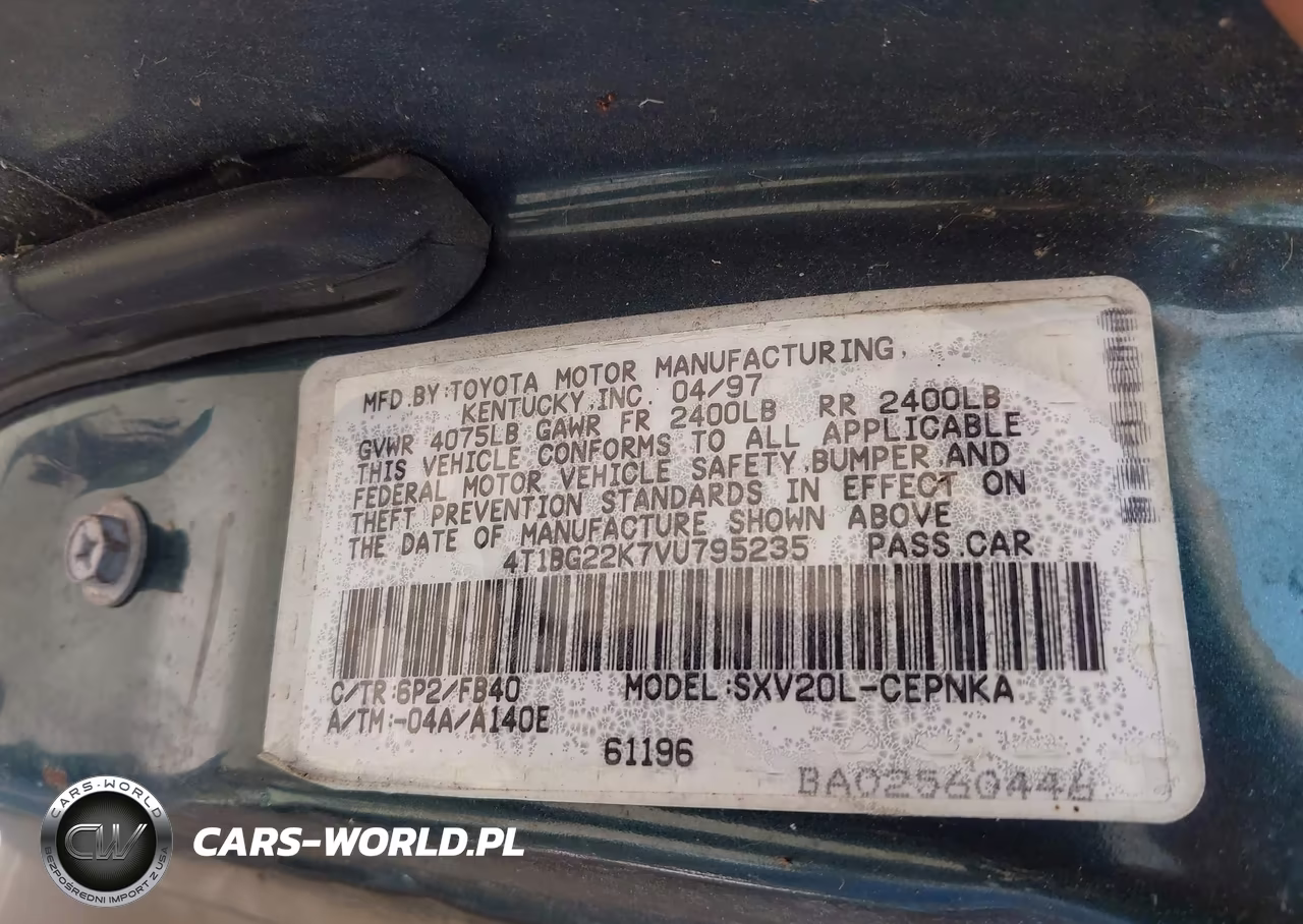 1997 Toyota Camry Le VIN:4T1BG22K7VU795235 - 9