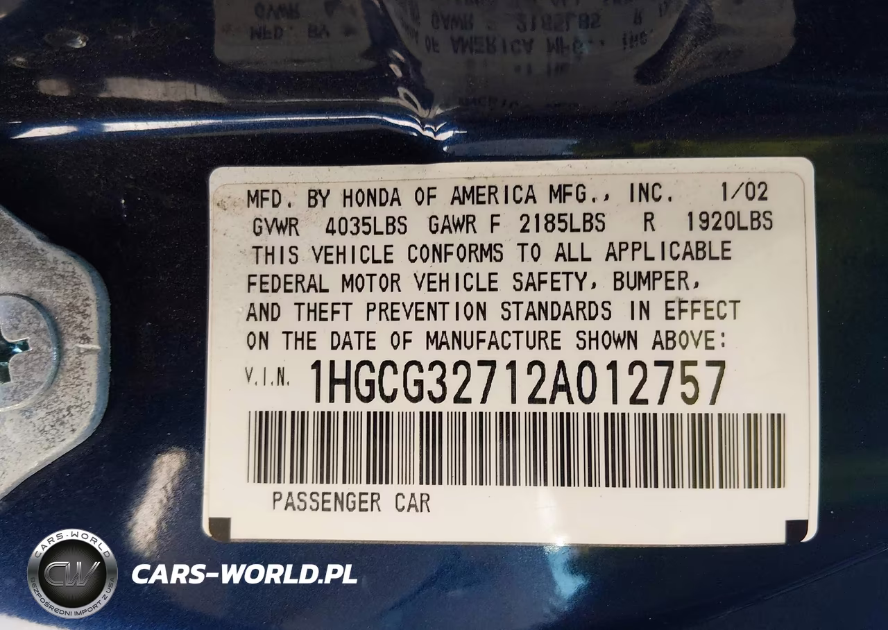 2002 Honda Accord 2.3 Ex VIN:1HGCG32712A012757 - 9