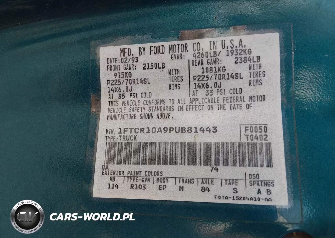 1993 Ford Ranger VIN:1FTCR10A9PUB81443 - 9