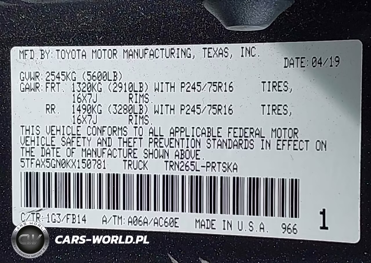 2019 Toyota Tacoma Sr VIN:5TFAX5GN0KX150781 - 9