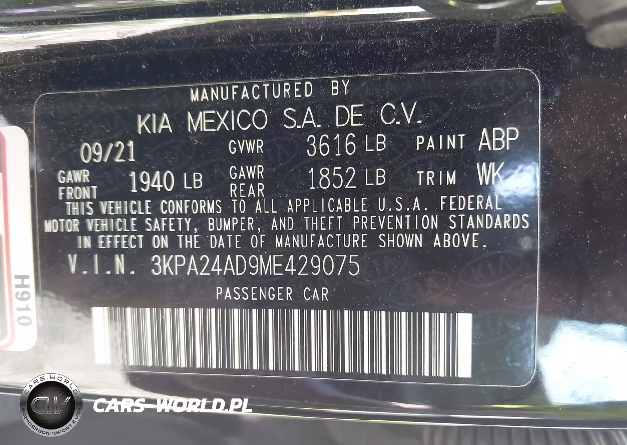 2021 Kia Rio Lx VIN:3KPA24AD9ME429075 - 9