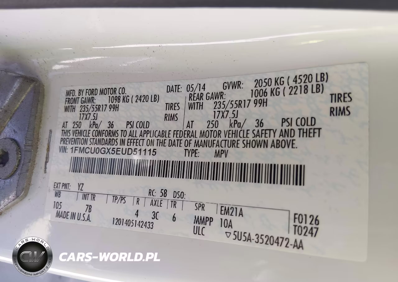 2014 Ford Escape Se VIN:1FMCU0GX5EUD51115 - 9