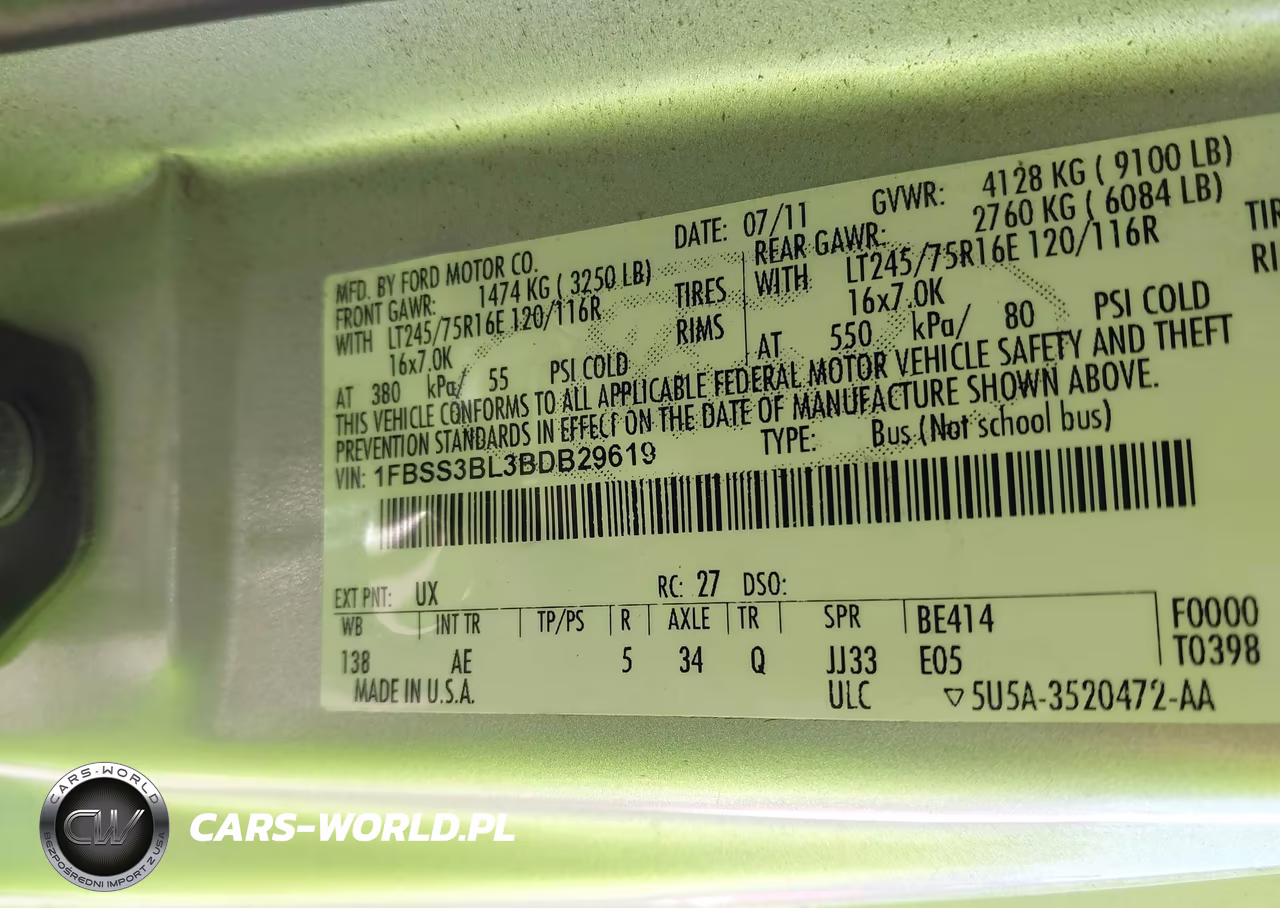 2011 Ford E-350 Super Duty Xl VIN:1FBSS3BL3BDB29619 - 9