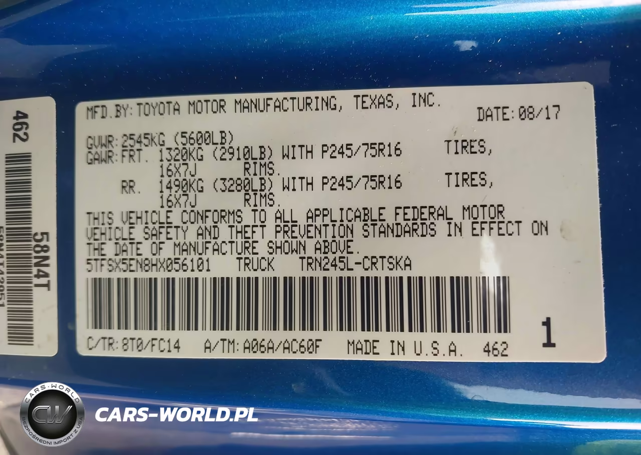 2017 Toyota Tacoma Sr5 VIN:5TFSX5EN8HX056101 - 9