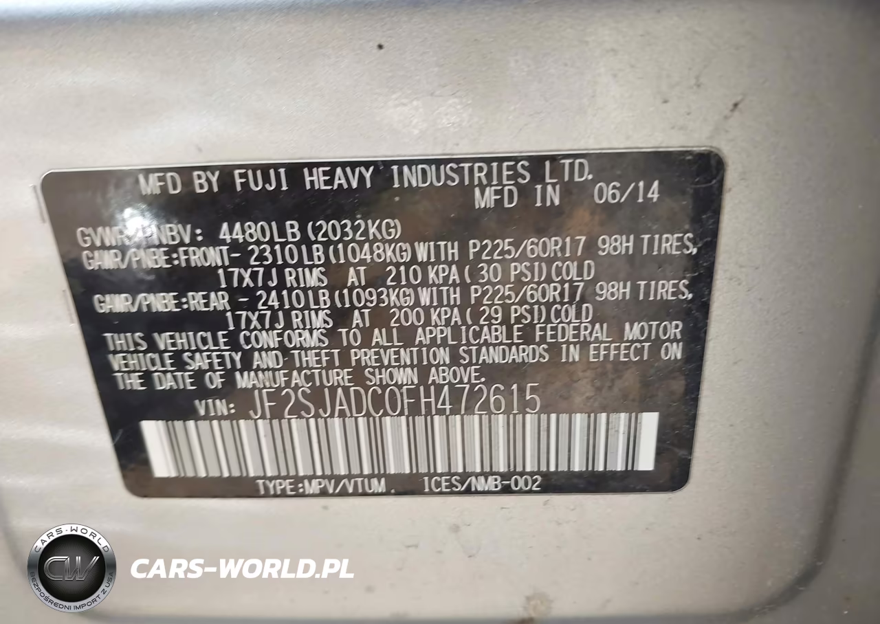2015 Subaru Forester 2.5I Premium VIN:JF2SJADC0FH472615 - 9