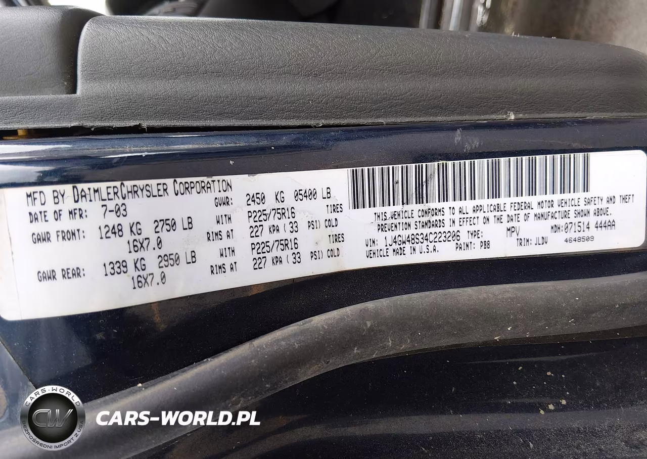 2004 Jeep Grand Cherokee Laredo VIN:1J4GW48S34C223206 - 9