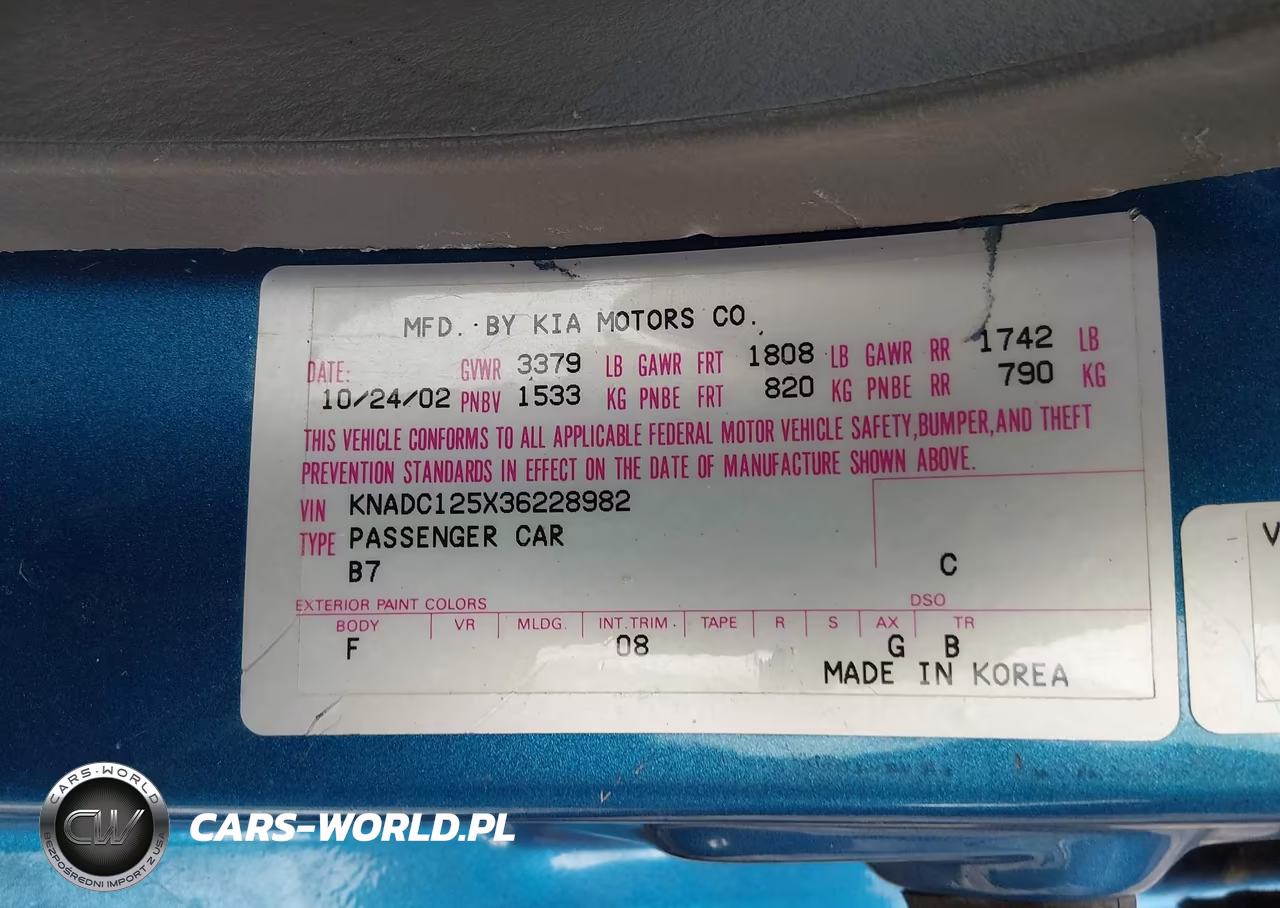 2003 Kia Rio VIN:KNADC125X36228982 - 9