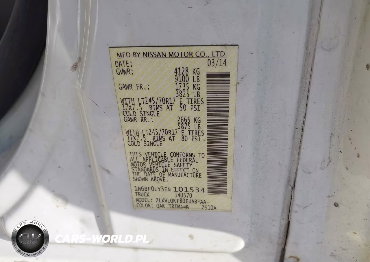 2014 Nissan Nv Cargo Nv2500 Hd S V6-Sv V6 VIN:1N6BF0LY3EN101534 - 9