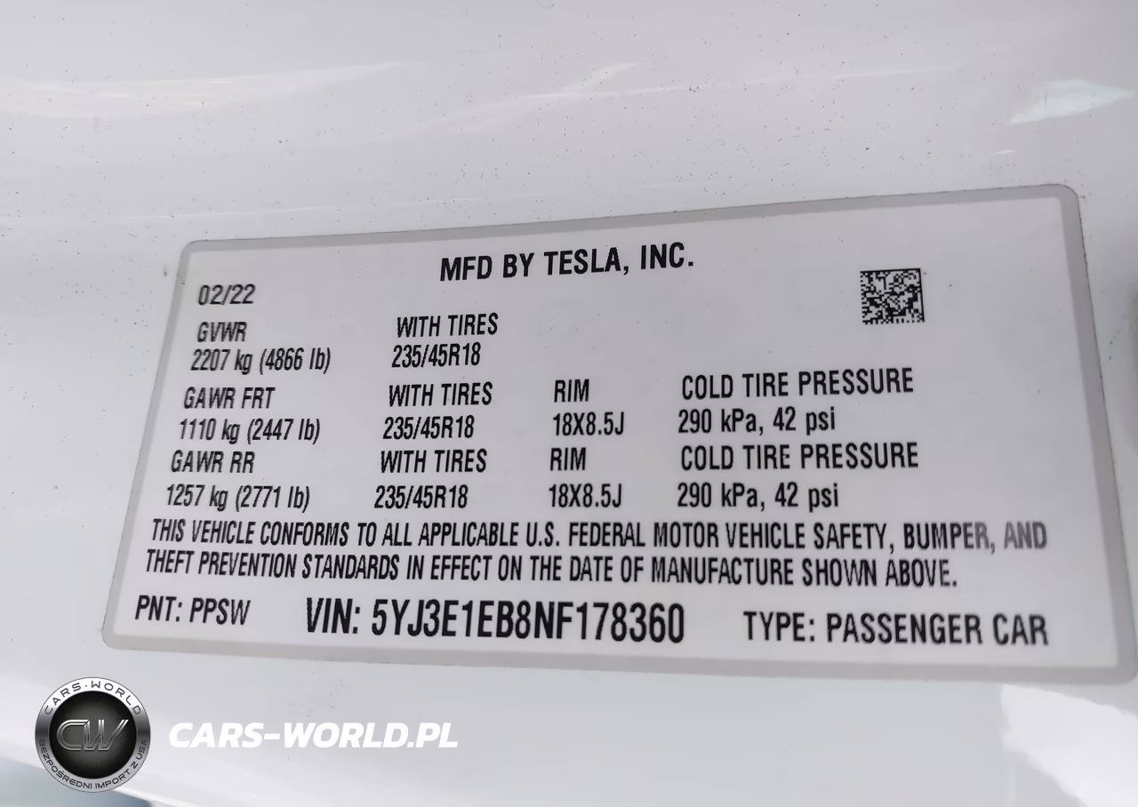 2022 Tesla Model 3 Long Range Dual Motor All-Wheel Drive VIN:5YJ3E1EB8NF178360 - 9