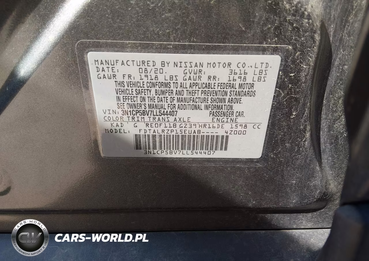 2020 Nissan Kicks S Xtronic Cvt VIN:3N1CP5BV7LL544407 - 9
